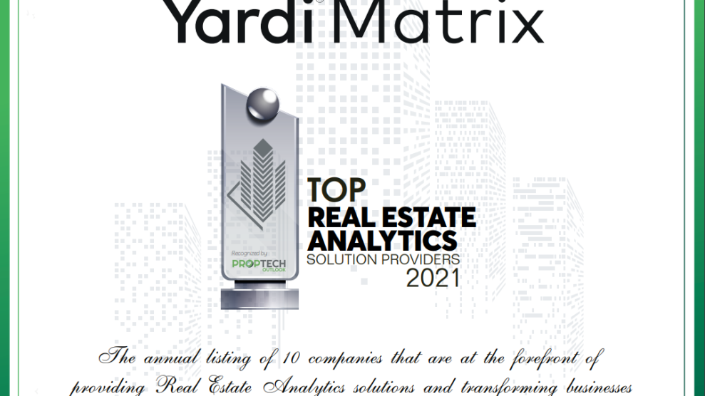 Yardi Matrix Honored Top real estate analytics provider