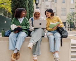 Group of multiethnic students at university. Concept of First day of school.