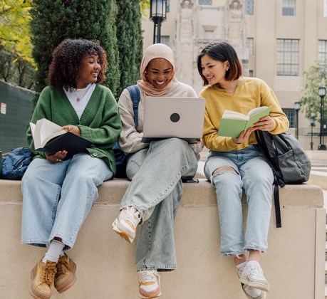 Group of multiethnic students at university. Concept of First day of school.