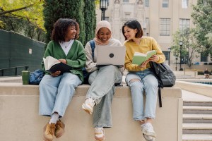 Group of multiethnic students at university. Concept of First day of school.