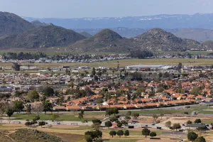 Hemet, California, USA - April 6, 2024: Sweltering afternoon sun bakes the Egan neighborhood.