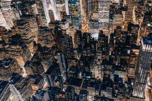 Cover image with Manhattan at night, used for October 2026 U.S. Office Market Outlook.